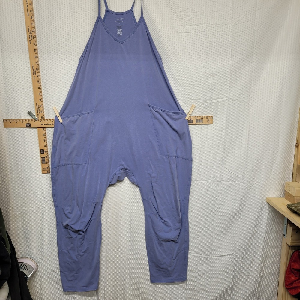RA FLIRT V-Neck Slouchy Jumpsuit Blue Harem Drop Crotch Pockets Small RKJ41040
